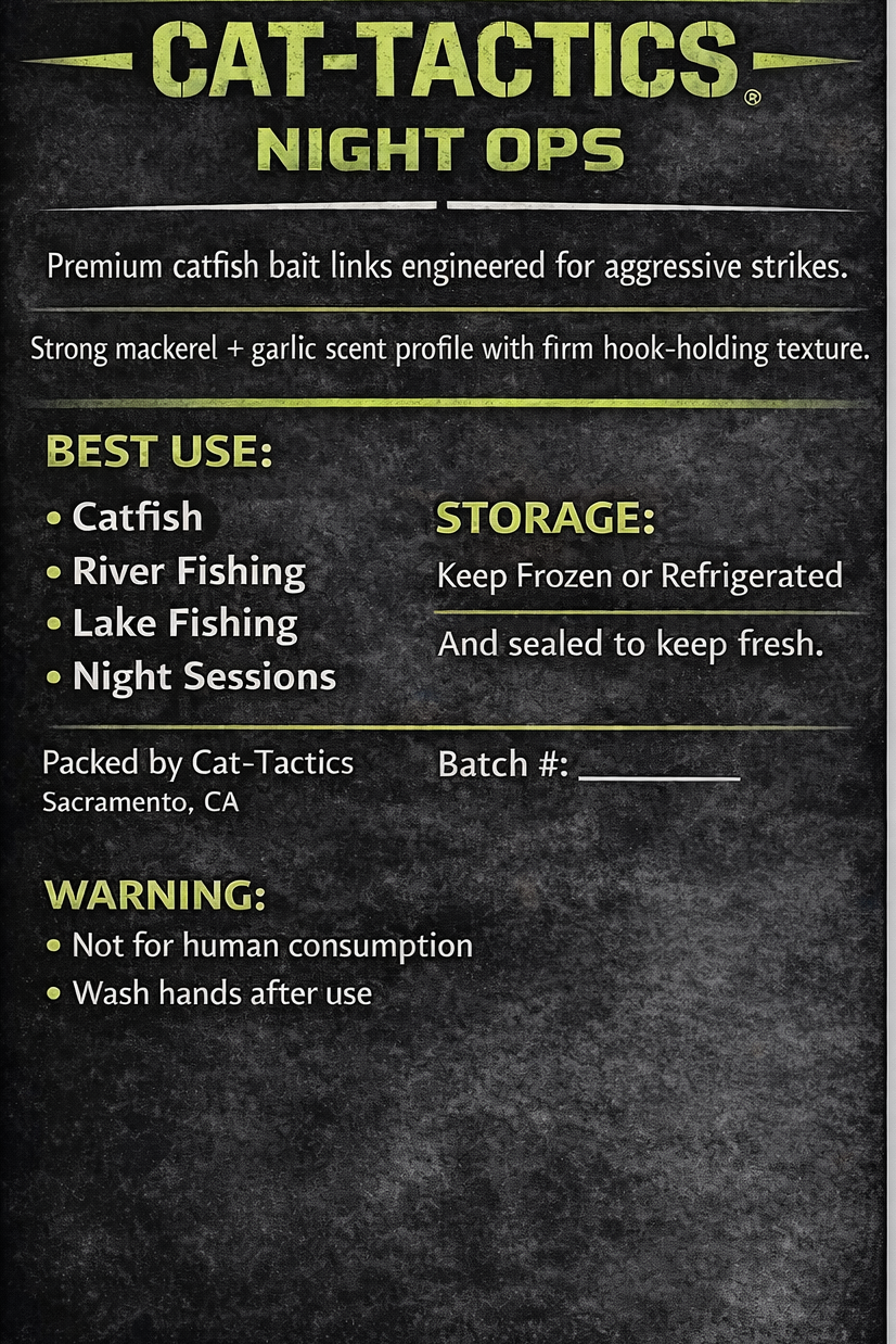 Cat-Tactics Night Ops Recon Pack – Fresh Catfish Bait (6 Links)